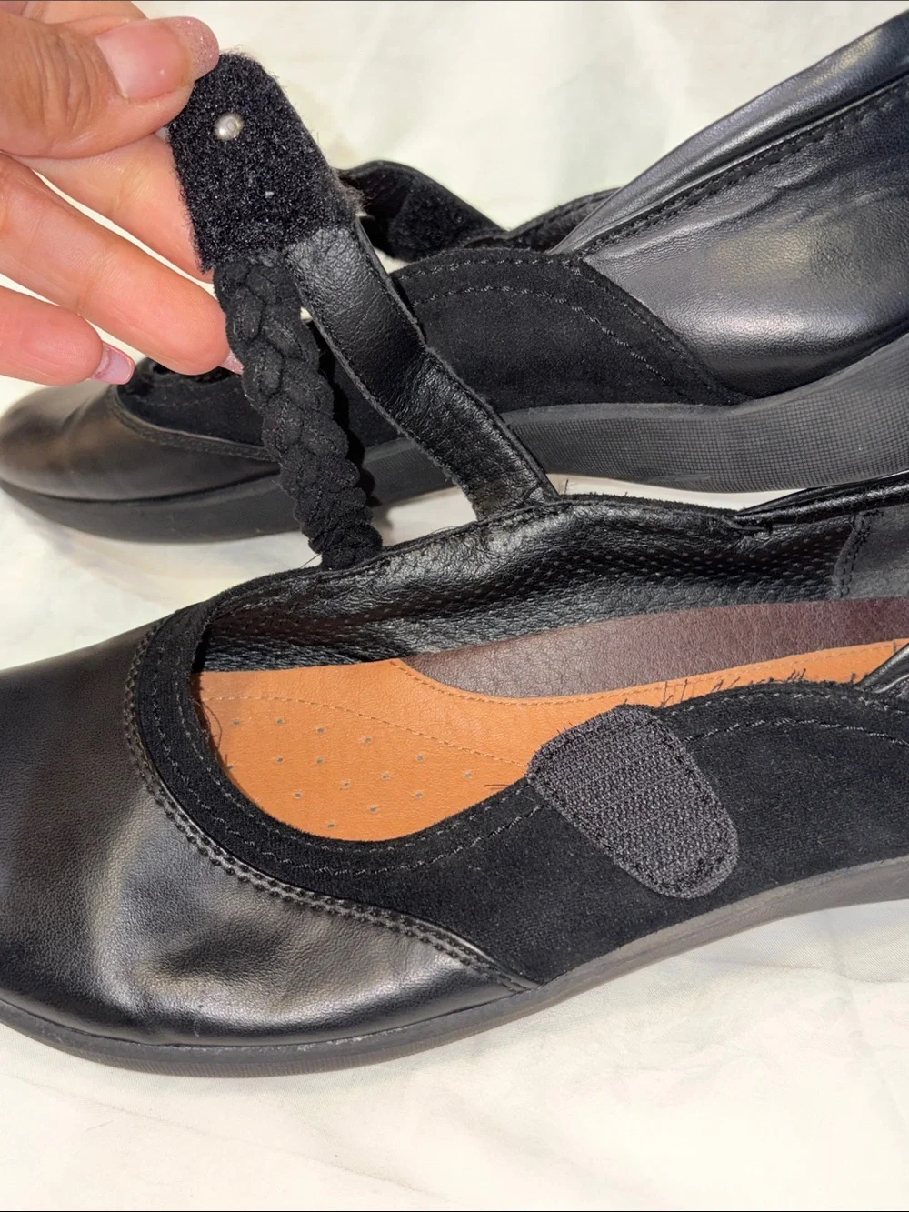 BareTraps Black Braided-Strap Mary Jane Flats